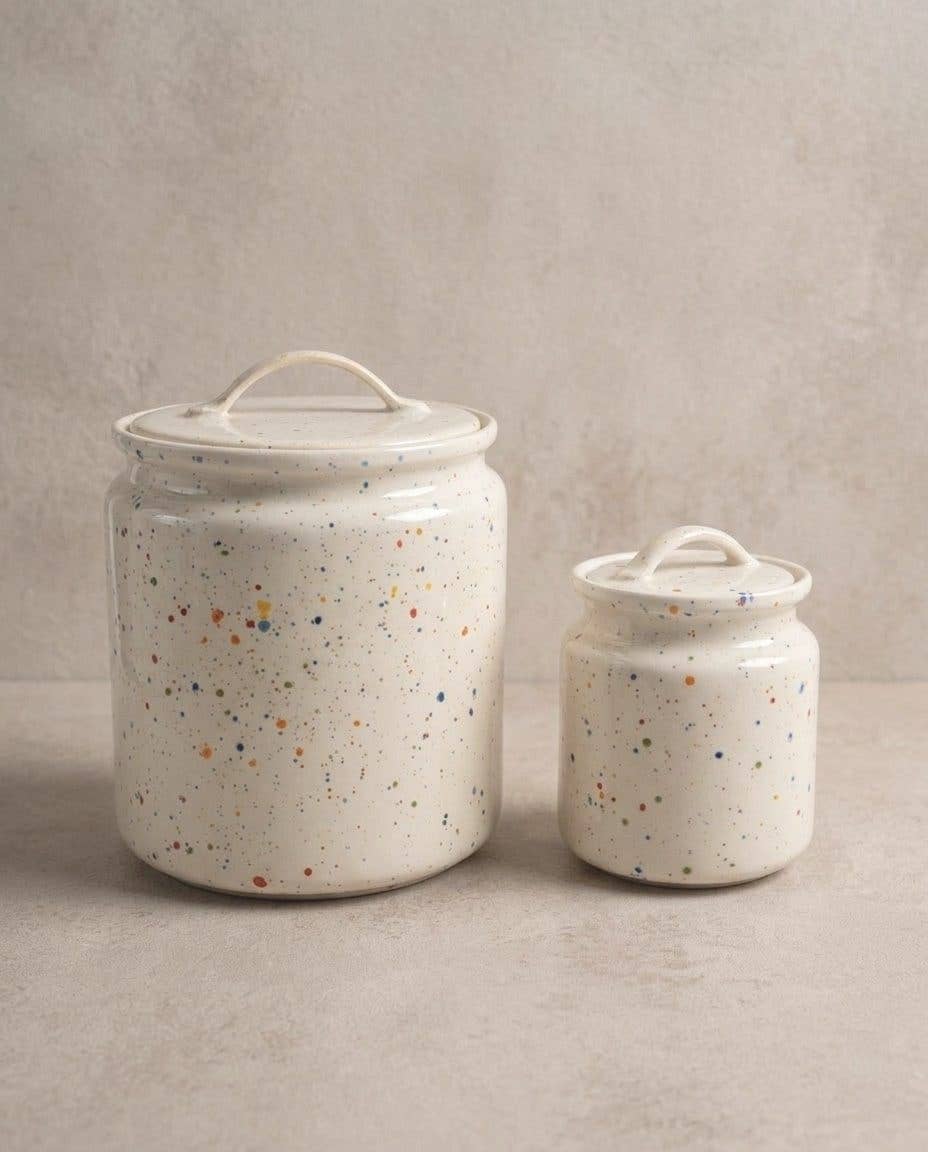 New Party Stoneware Storage Jar 22cm White
