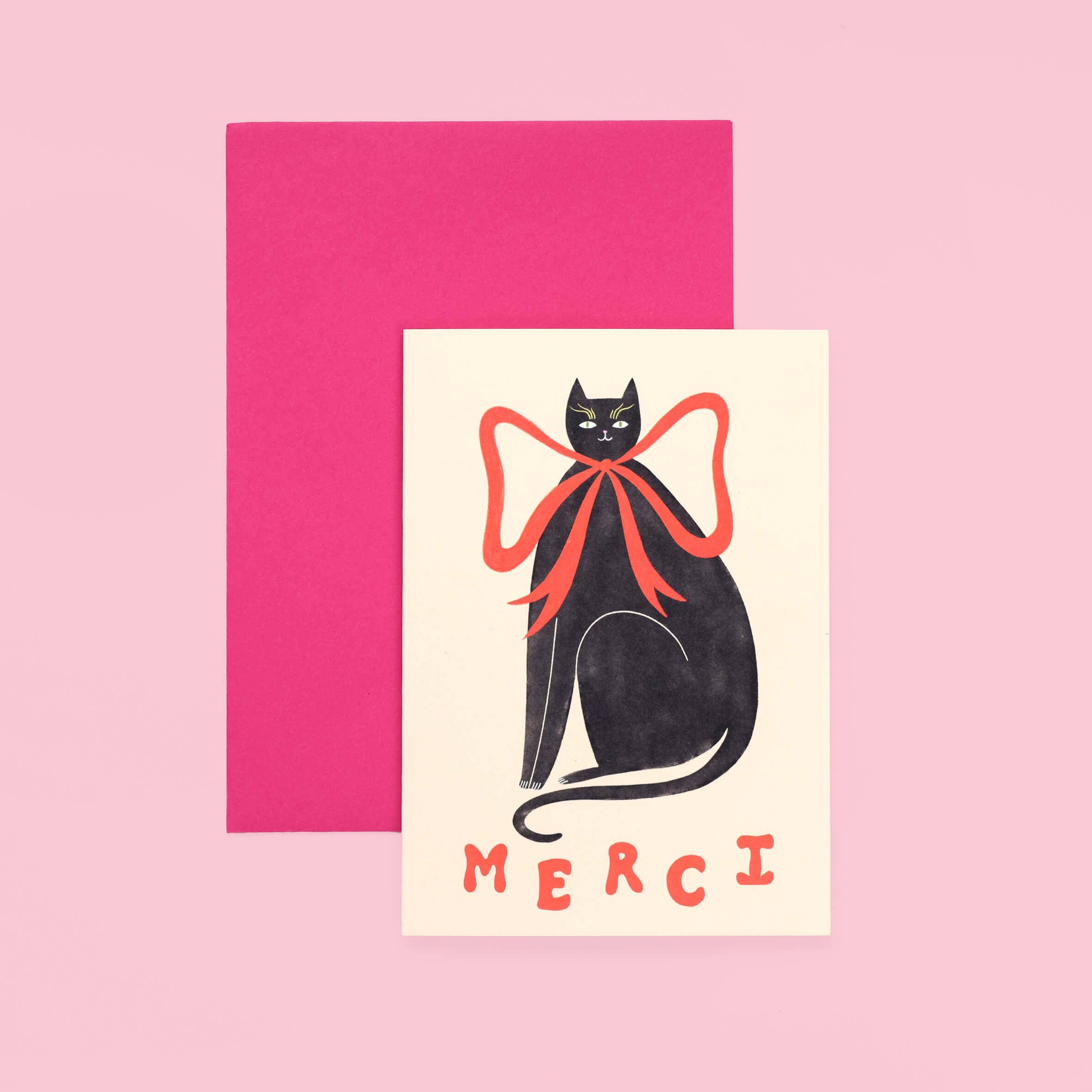 Merci Black Cat Thank You Card | Merci Card | French Cat