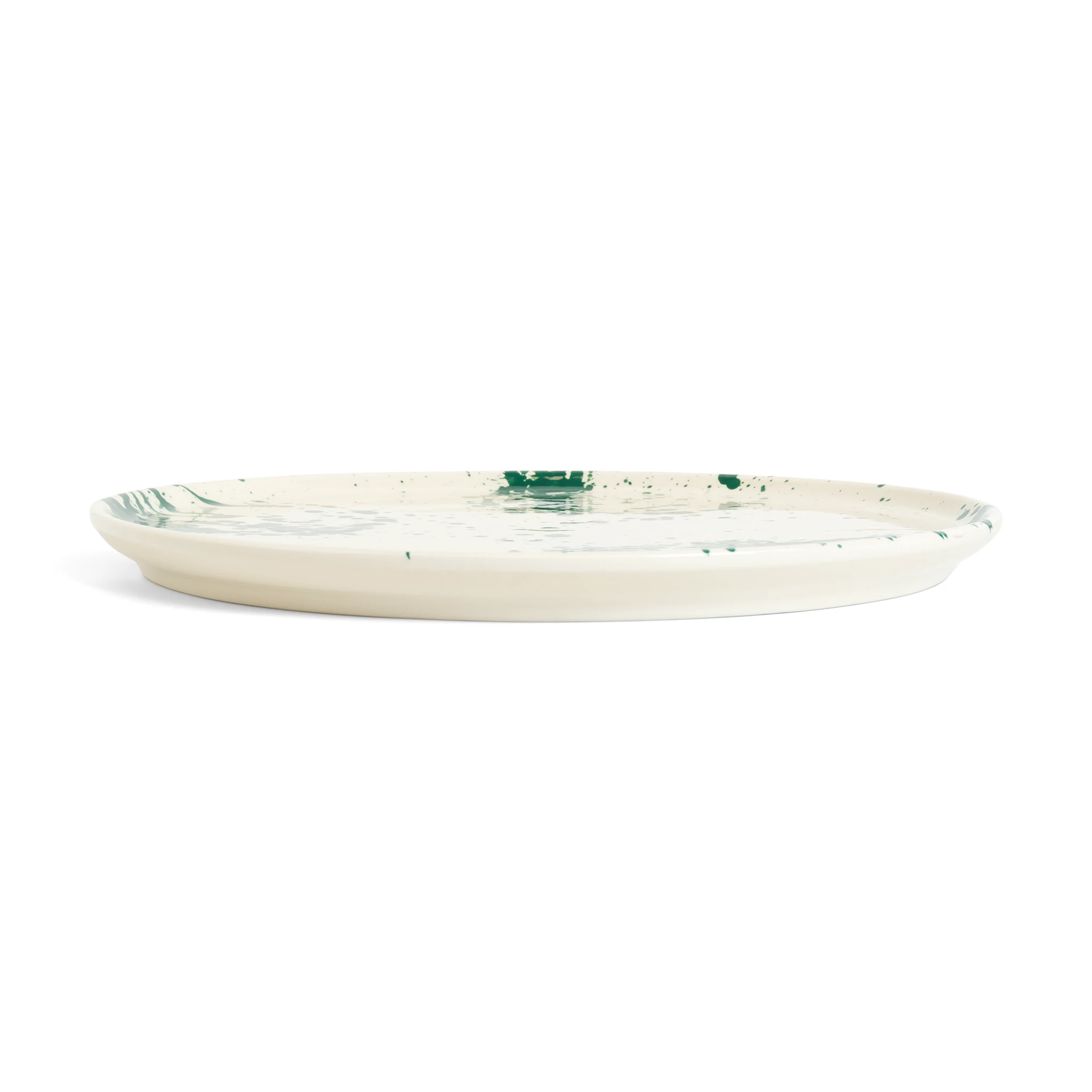 Round Serving Platter Green Splatter