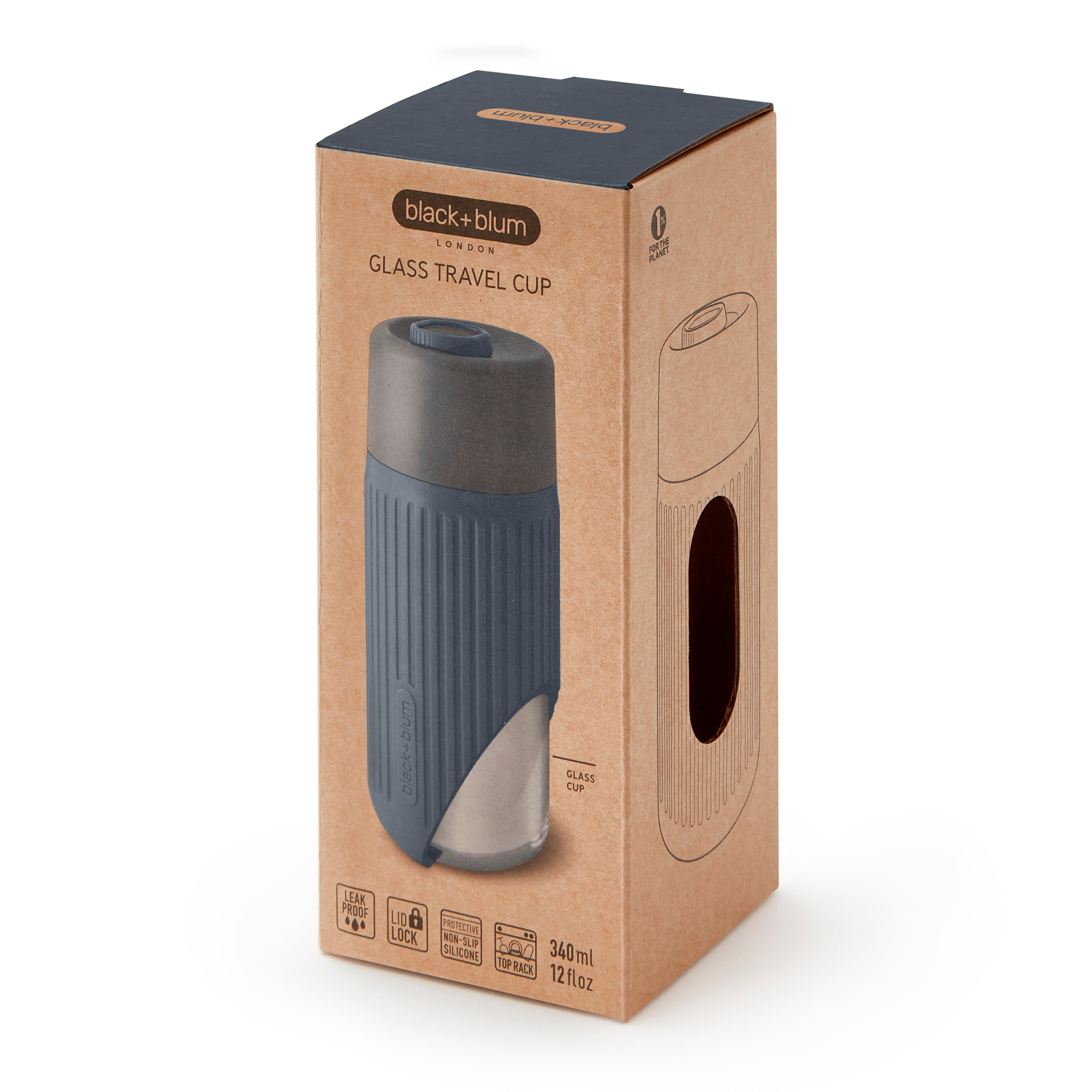 Glass Travel Cup 340ml Slate
