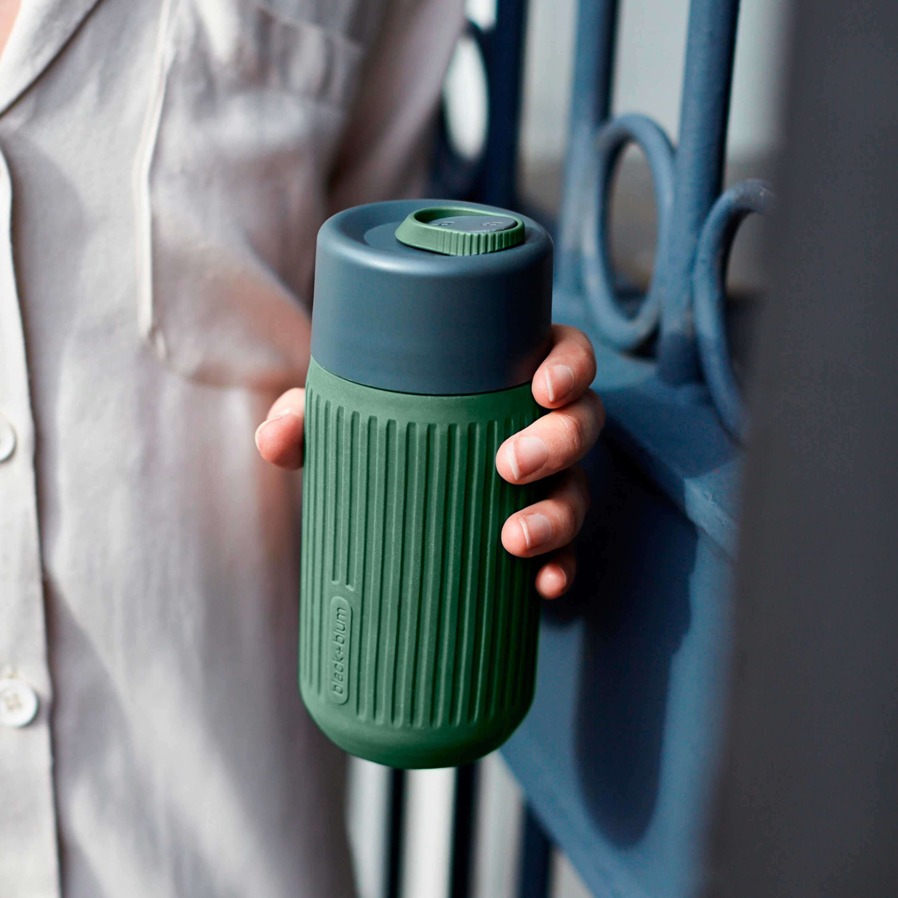 Glass Travel Cup 340ml  Olive