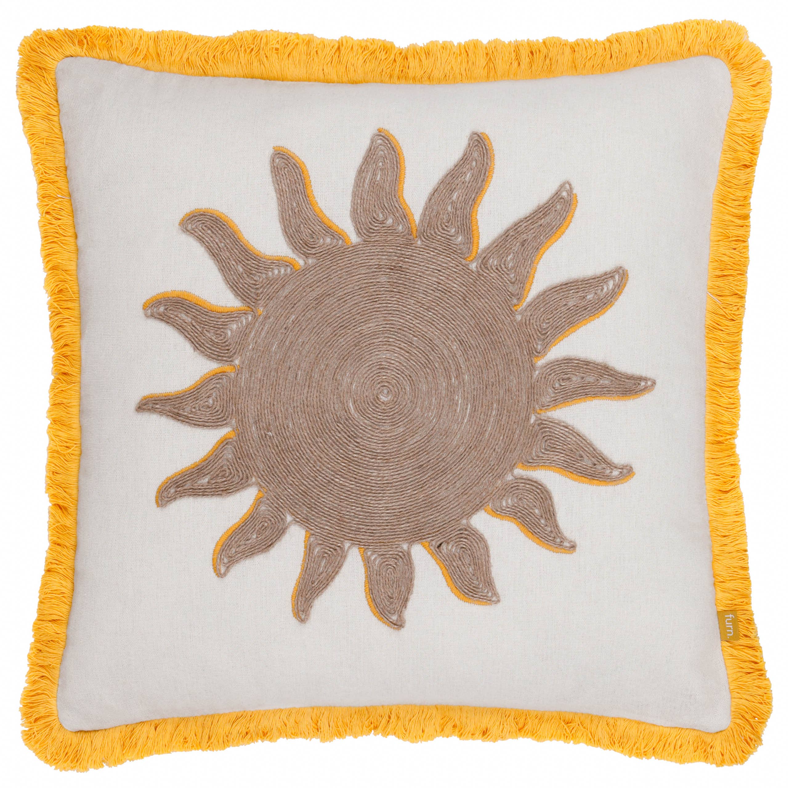 Sun Embroidered Cushion Yellow
