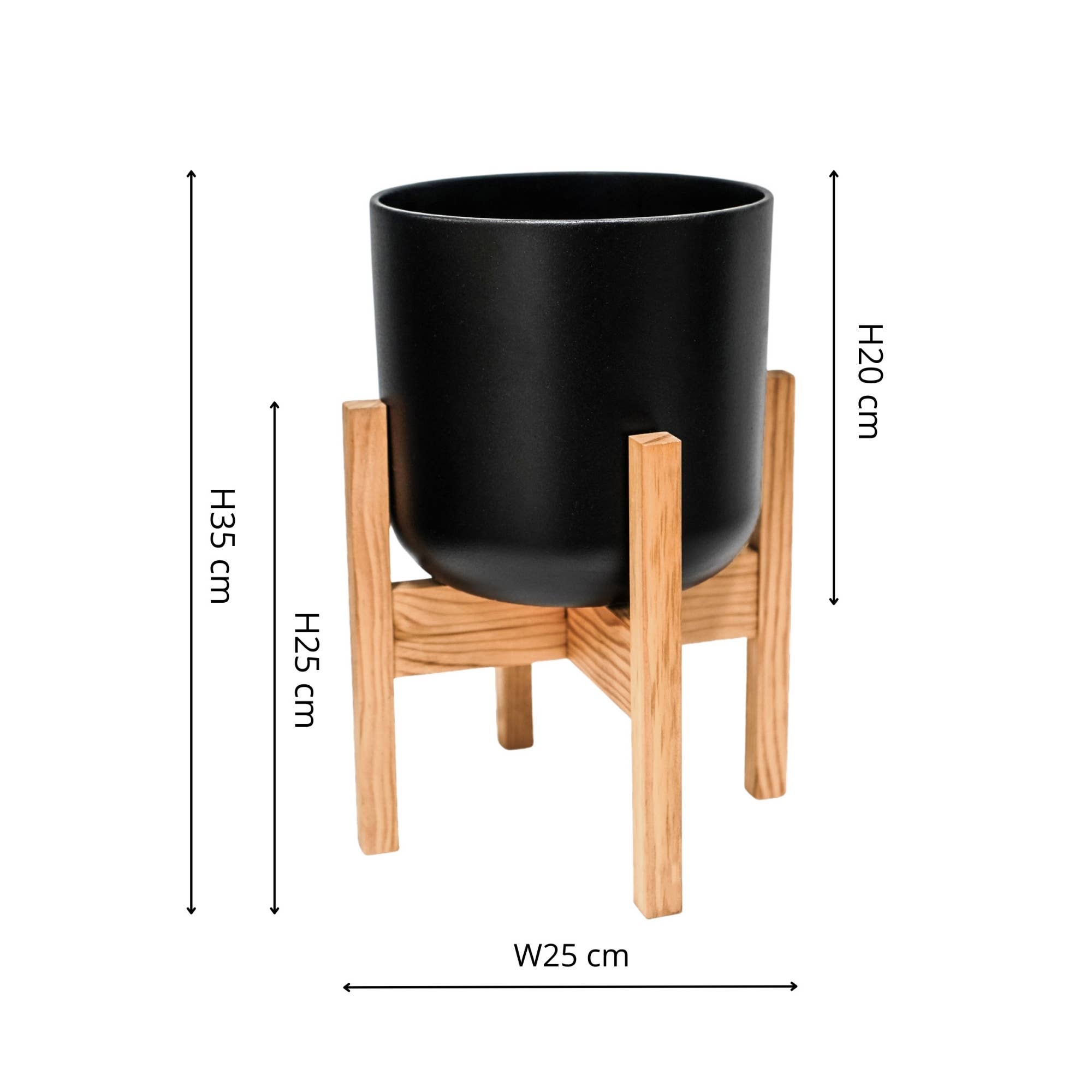 Lisbon Ceramic Indoor Planter with Wooden Stand
