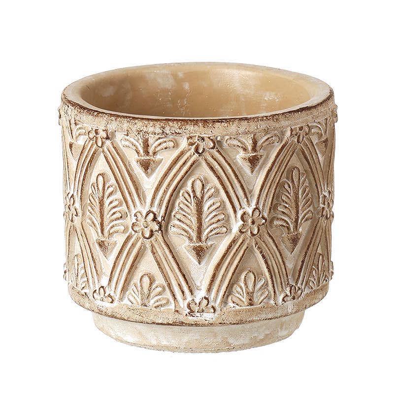 SMALL PATTERNED CEMENT POT