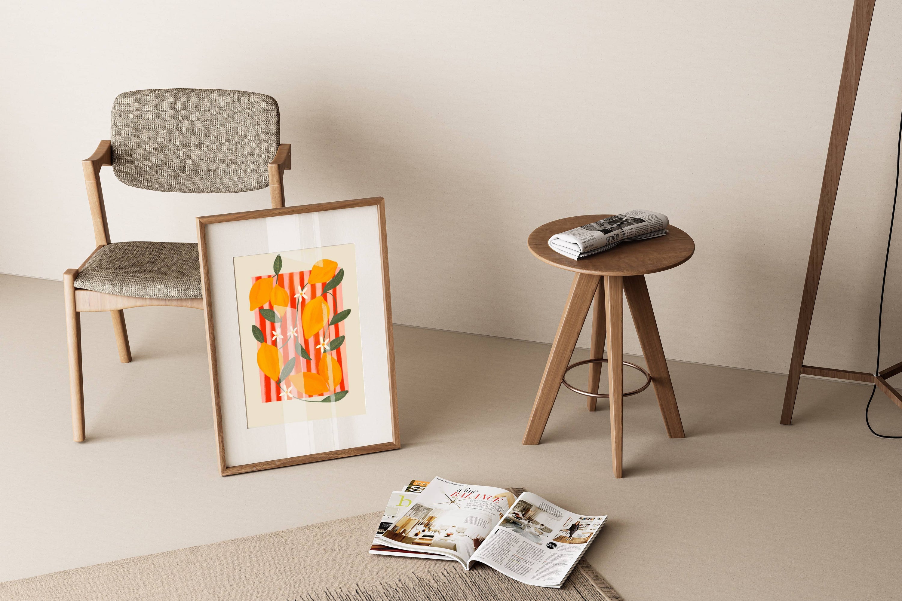 Lemon Fruit Market A3 Print