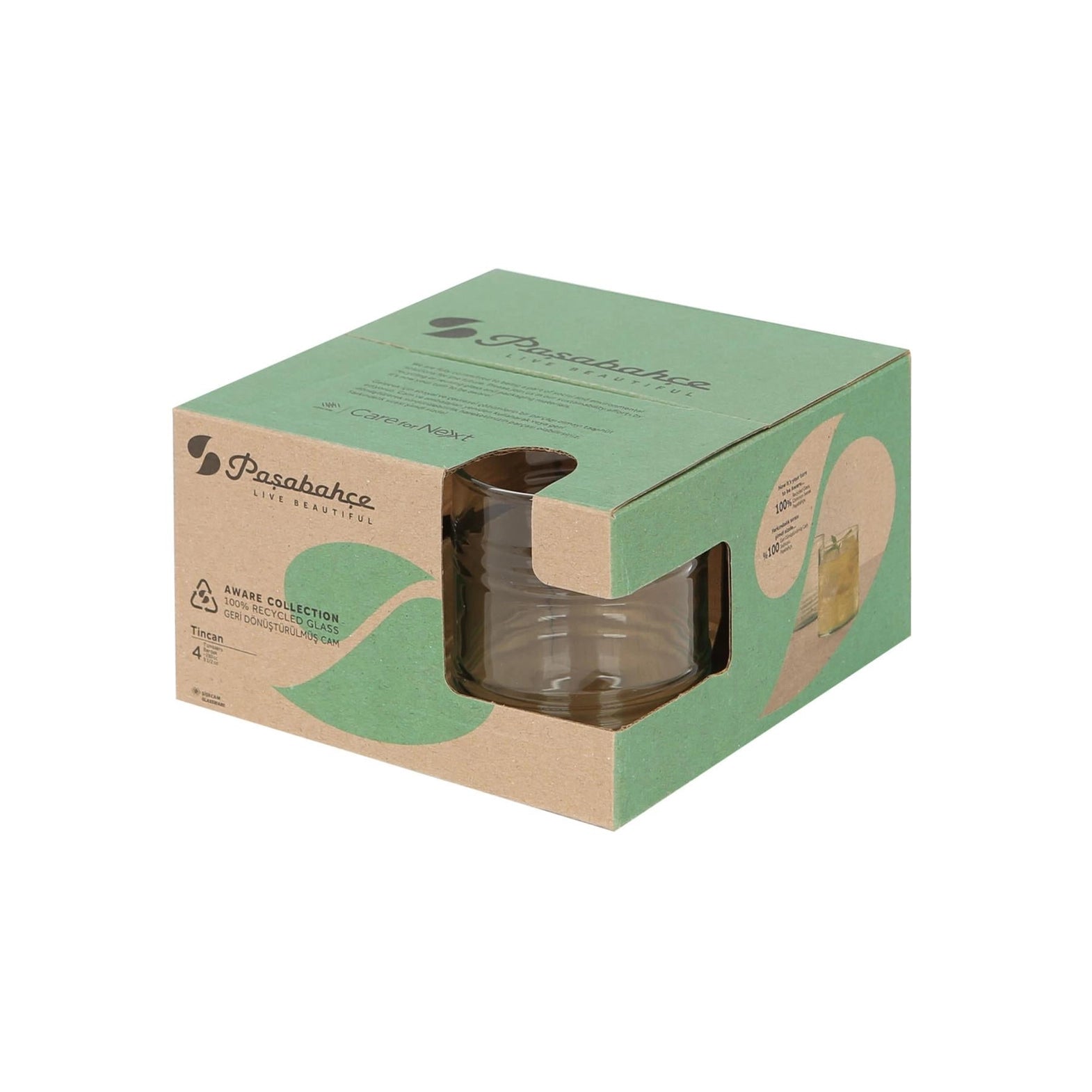 420370 - Pasabahce 280ml Aware Tincan Recycled Glass Tumbler - Pack of Four