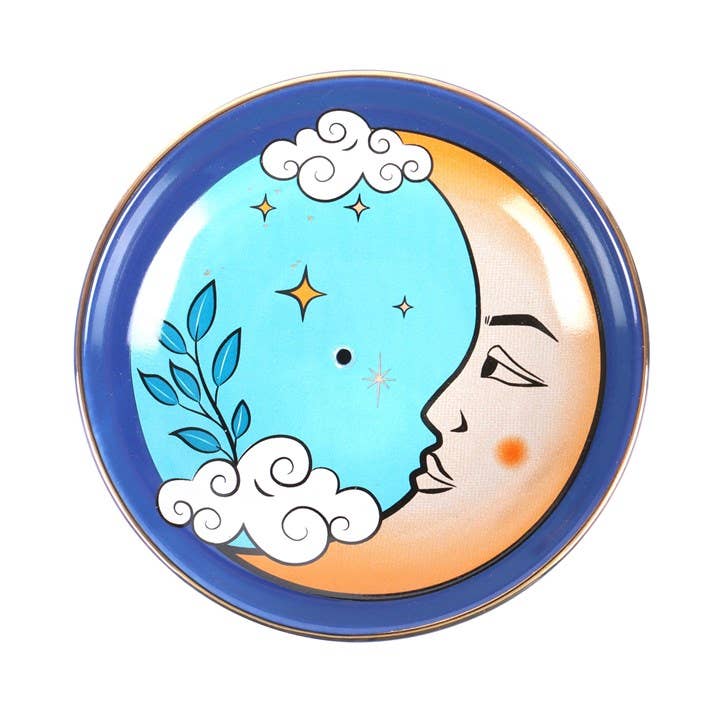 The Moon Celestial Blue Ceramic Incense Holder Plate