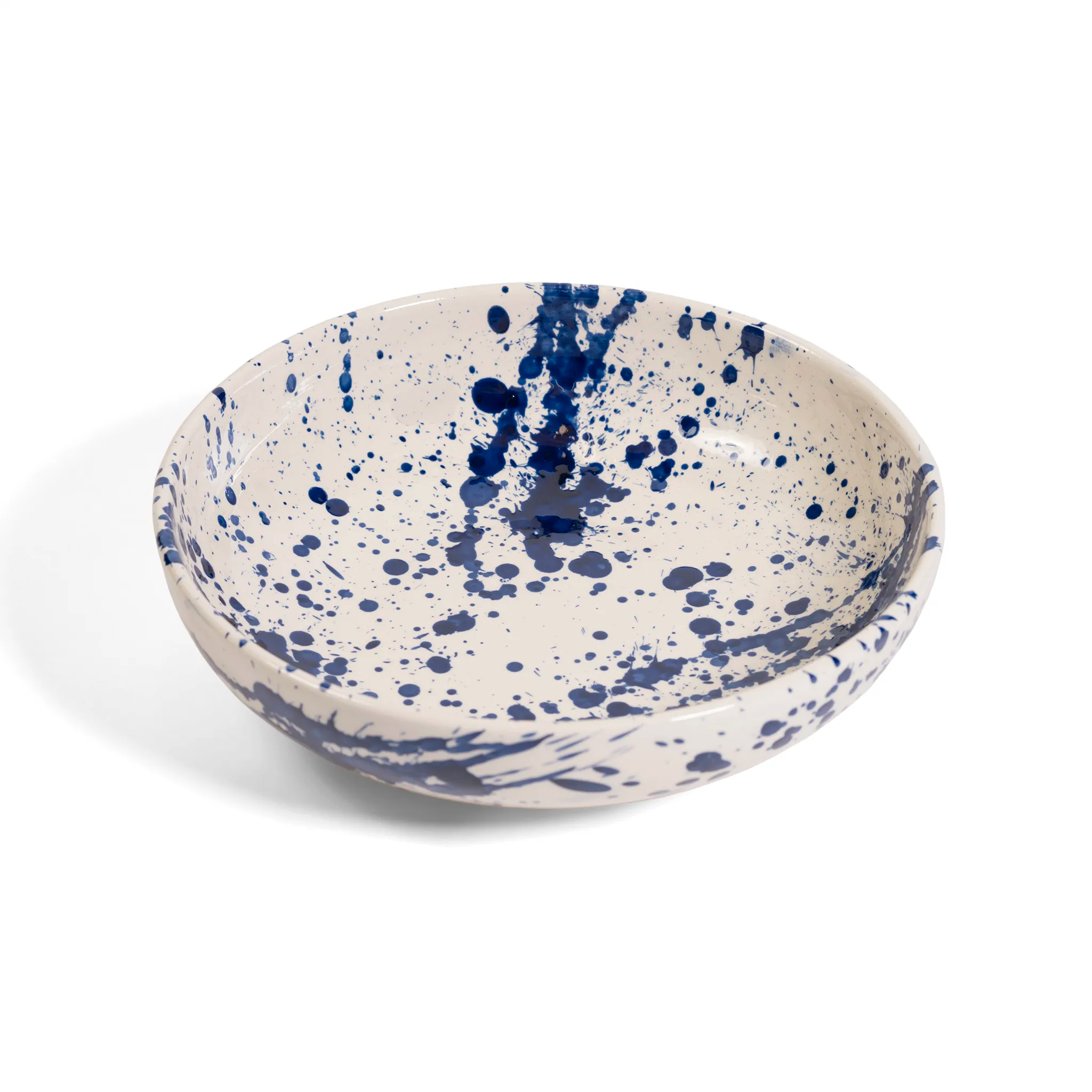 Shallow Serving Bowl Blue Splatter