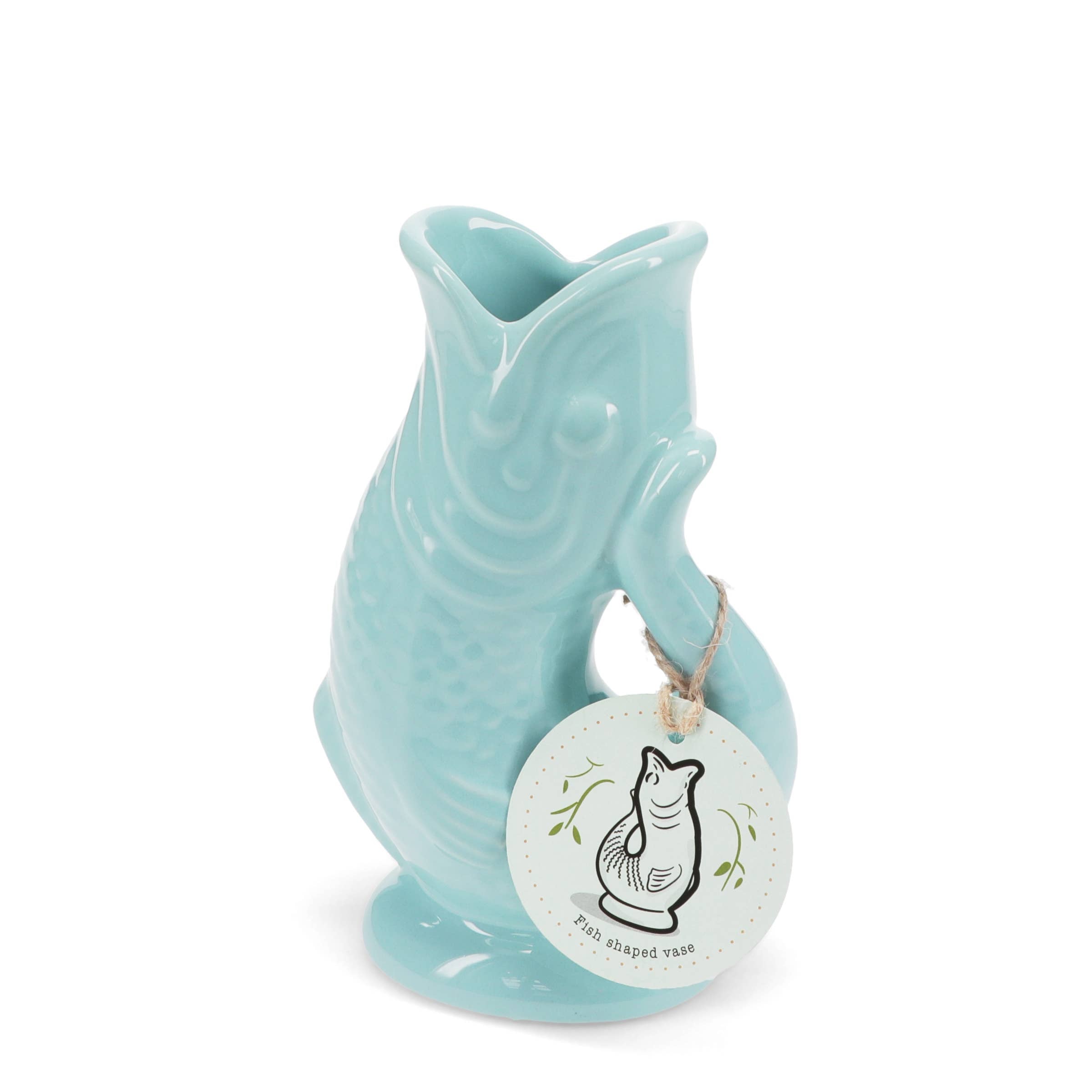 Ceramic fish vase - Aqua blue
