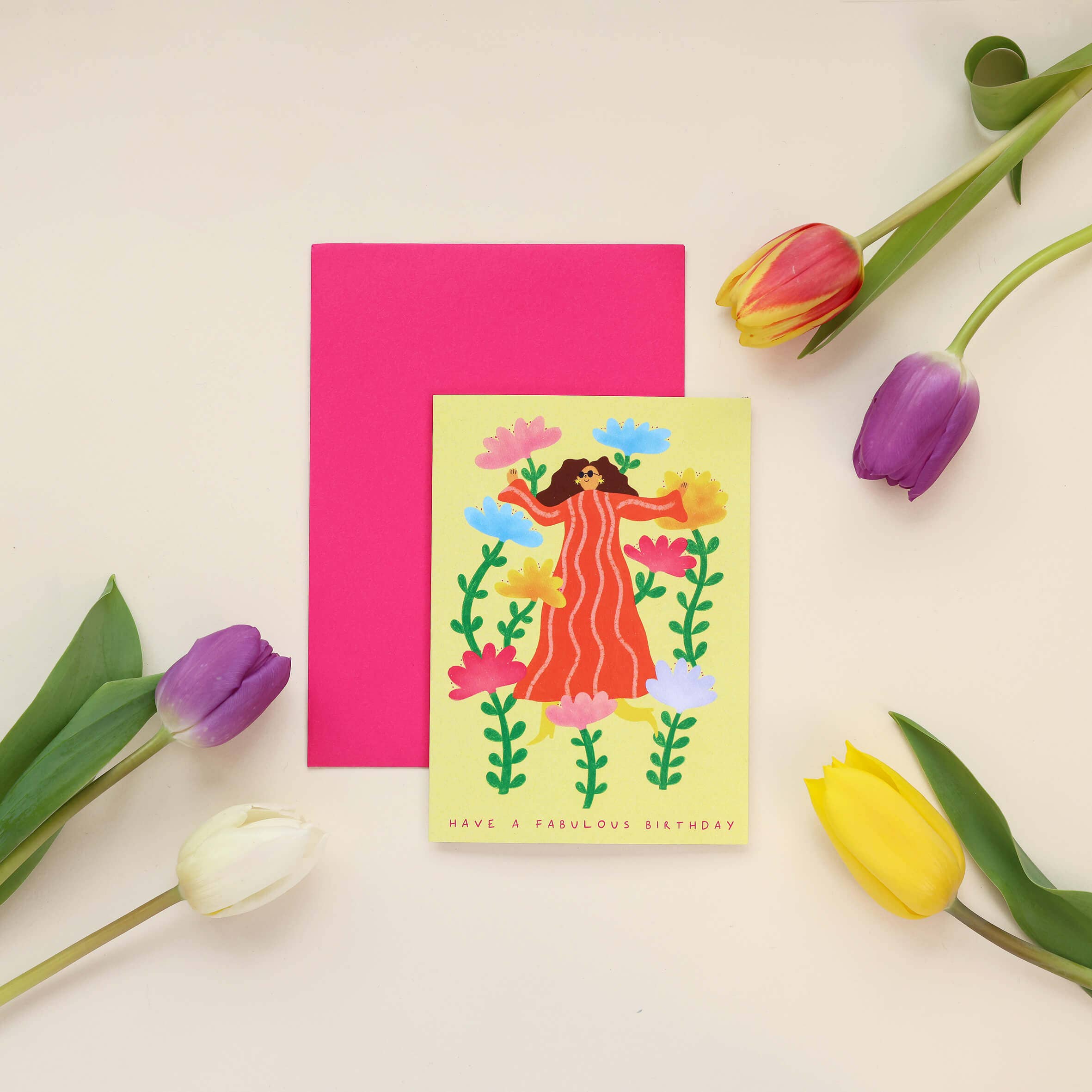 Fabulous Birthday Card | Contemporary Floral Birthday Card