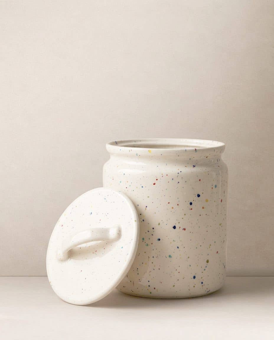 New Party Stoneware Storage Jar 22cm White