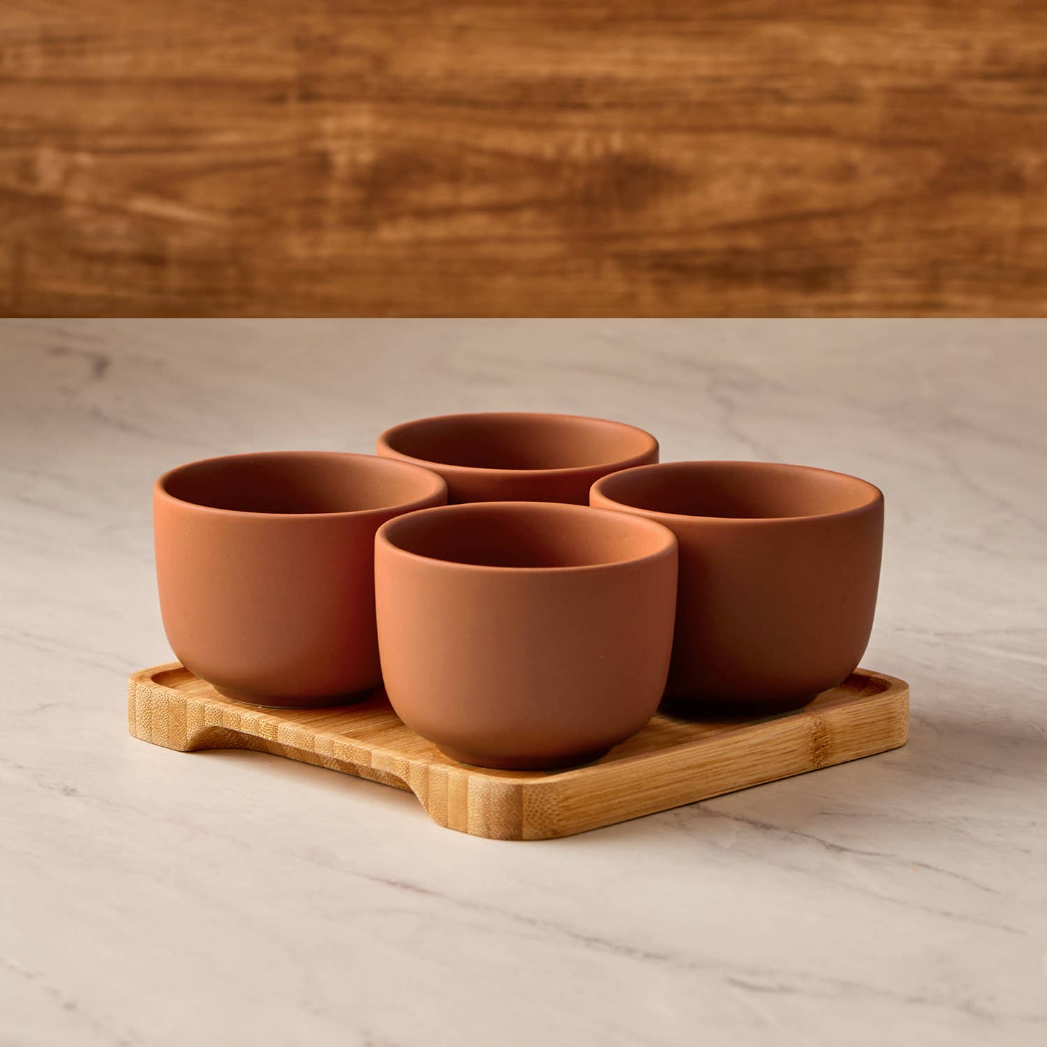 Set of 4 Share Round Bowls Terracotta
