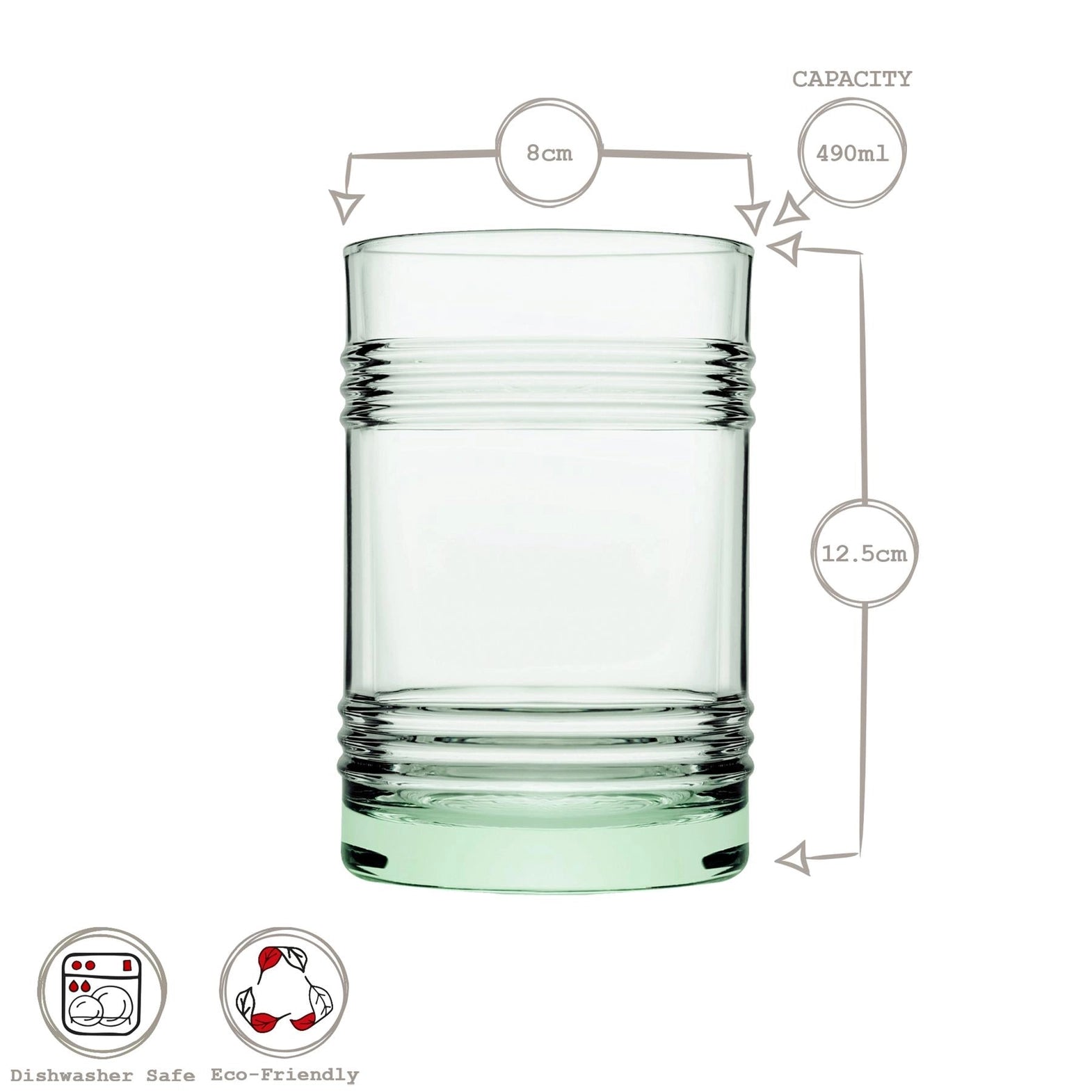 420119 - Pasabahce 490ml Aware Tincan Recycled Highball Glass - Pack of Four