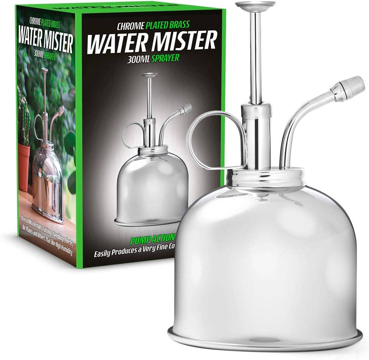 Metal Water Mister Vintage Chrome Plated Brass 300ml