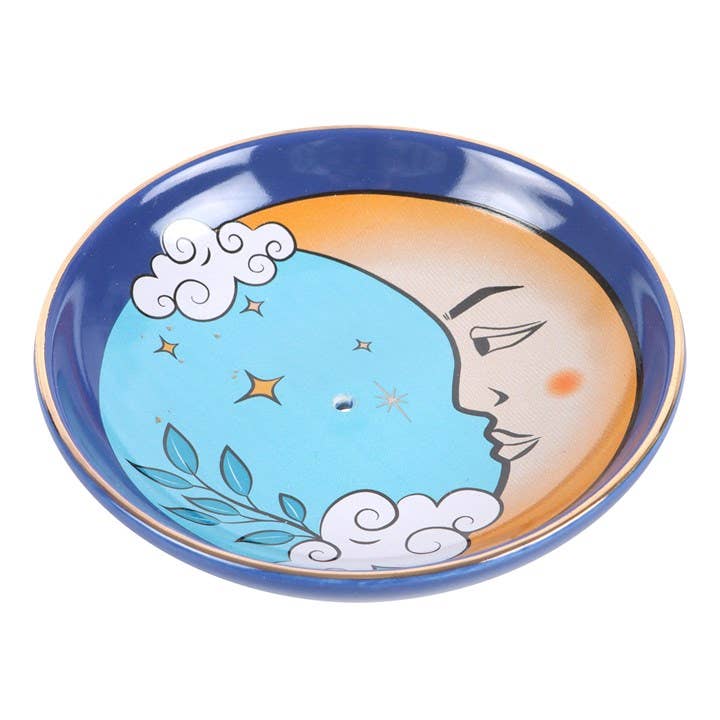 The Moon Celestial Blue Ceramic Incense Holder Plate