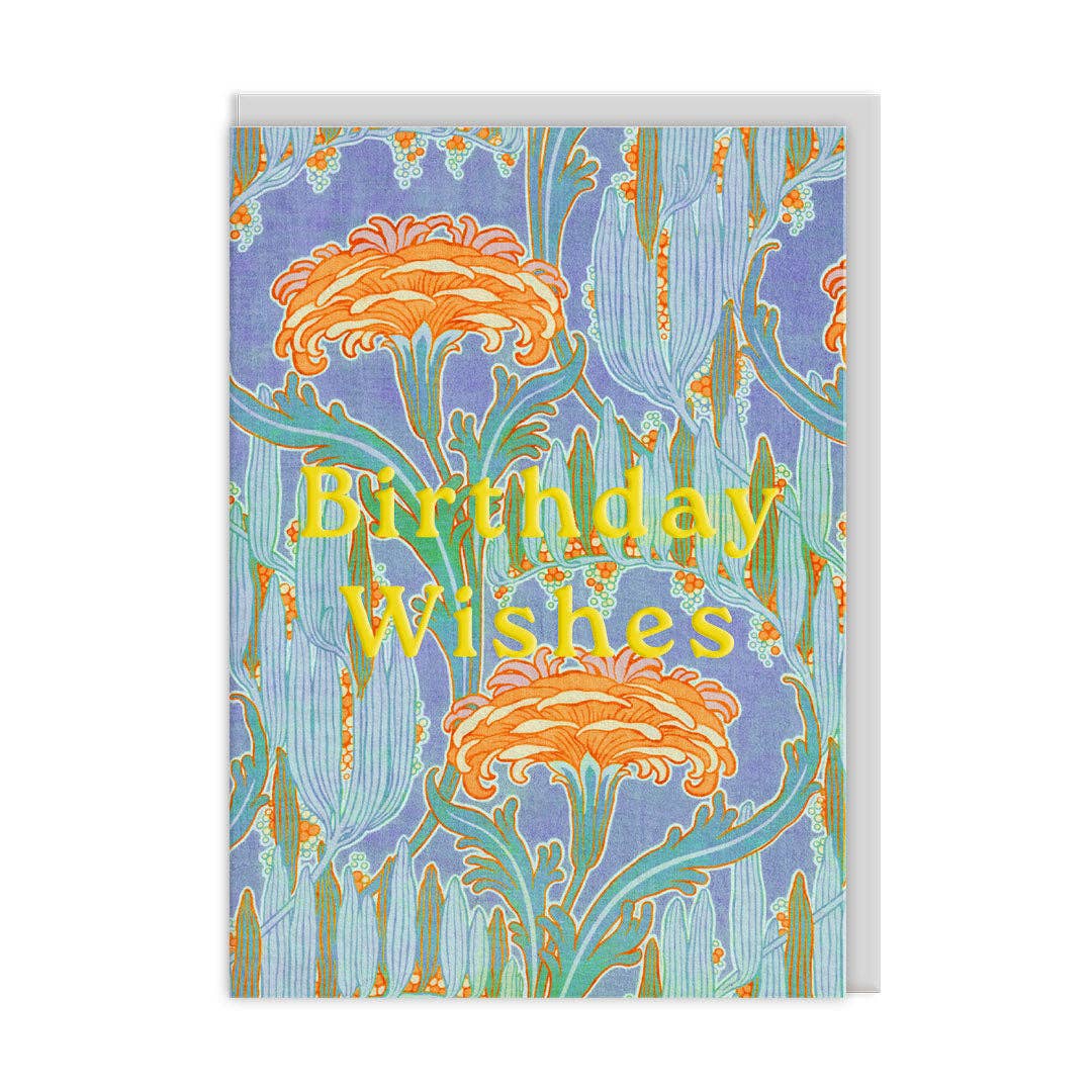 Neon Floral Orange Flower Greeting Card (12596)