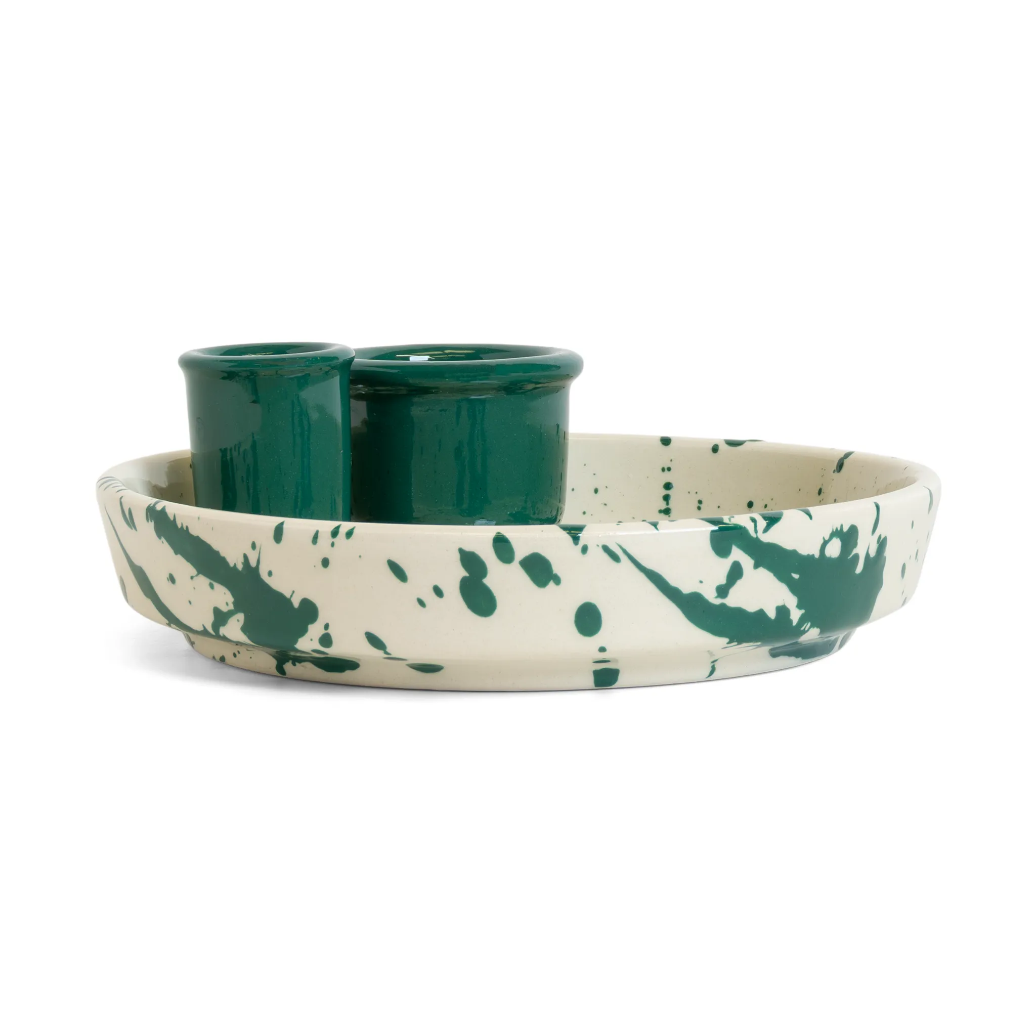 Olive Dish Green Splatter
