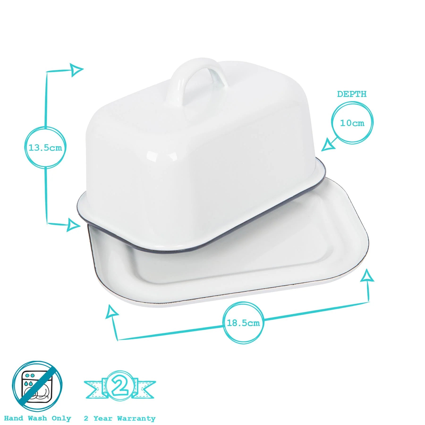 White Enamel Butter Dish