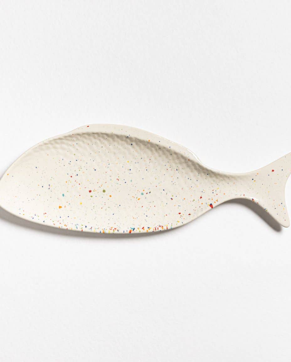 New Party Stoneware Fish Platter White