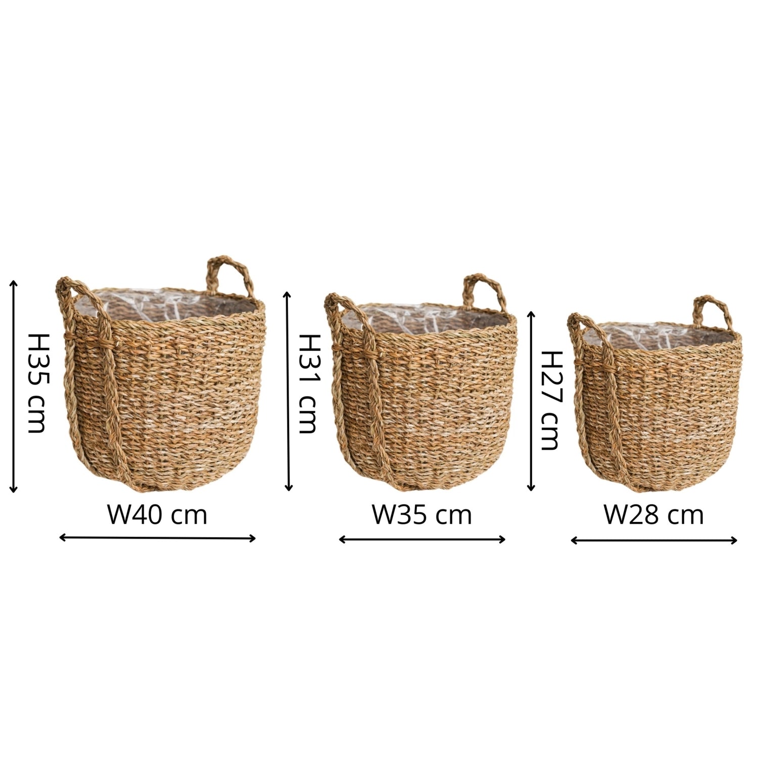 Tenno Natural Seagrass Indoor Lined Baskets