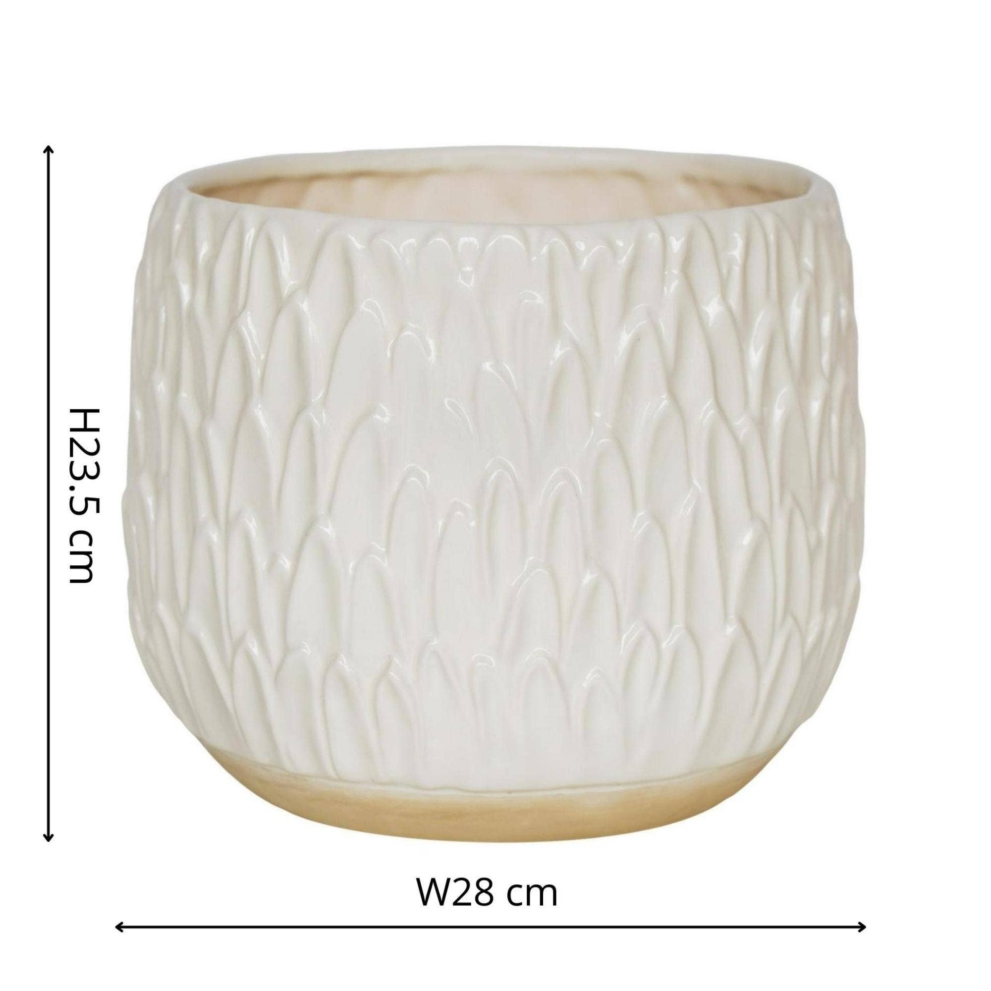 Arles Glazed Ceramic Leaf Embossed Indoor Planter