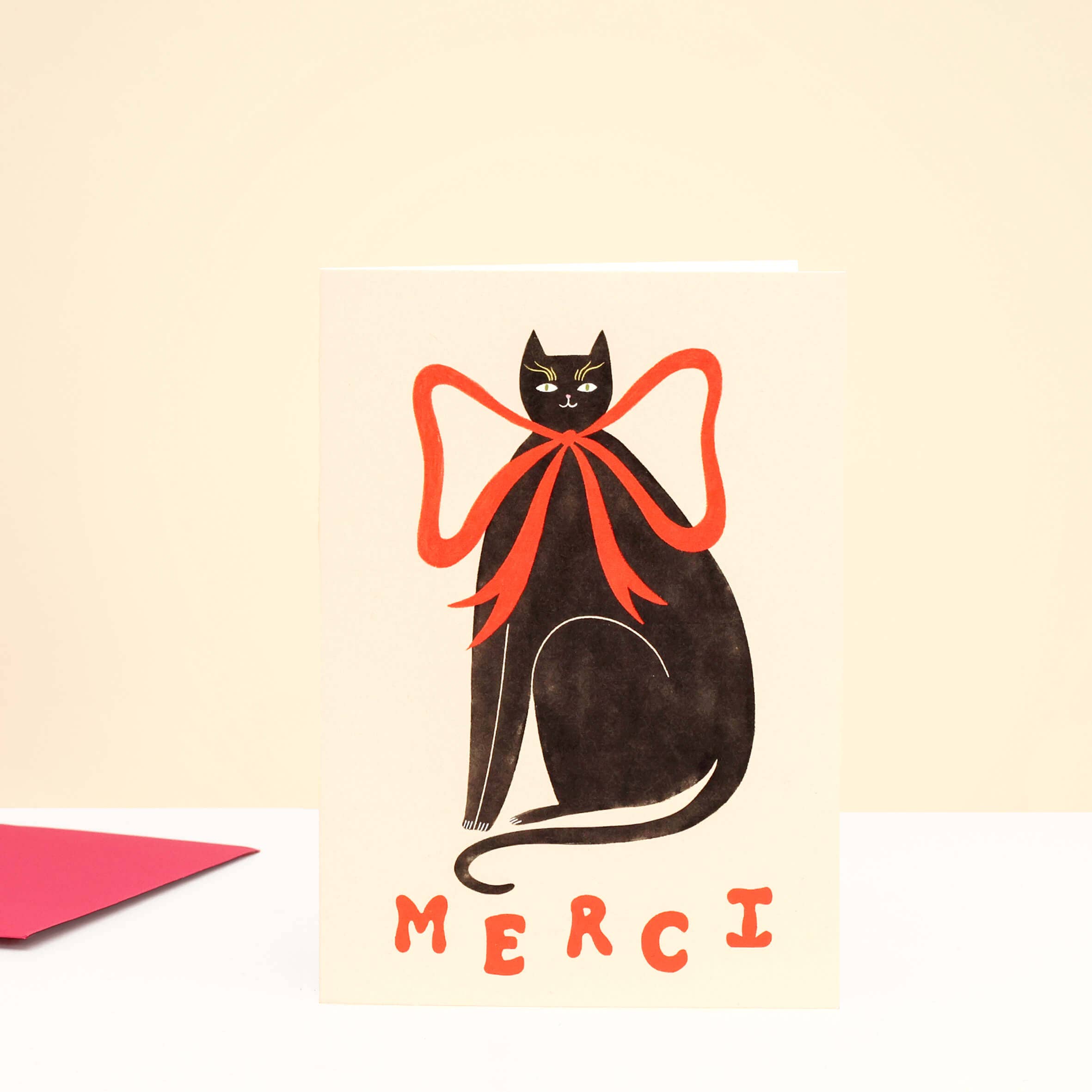 Merci Black Cat Thank You Card | Merci Card | French Cat