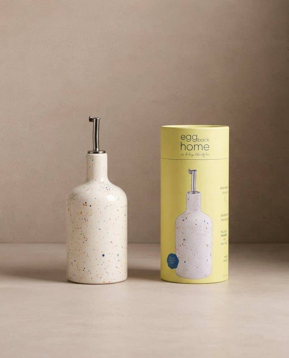 New Party Stoneware Olive Oil / Vinegar Dispenser White