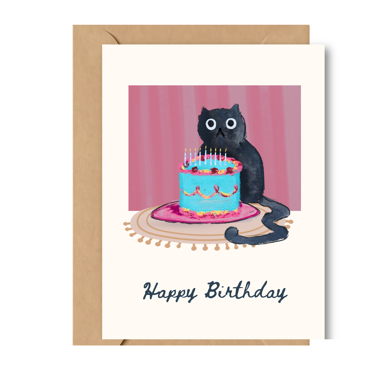 Forever Illustrations - Birthday Cake Cat Card - A6
