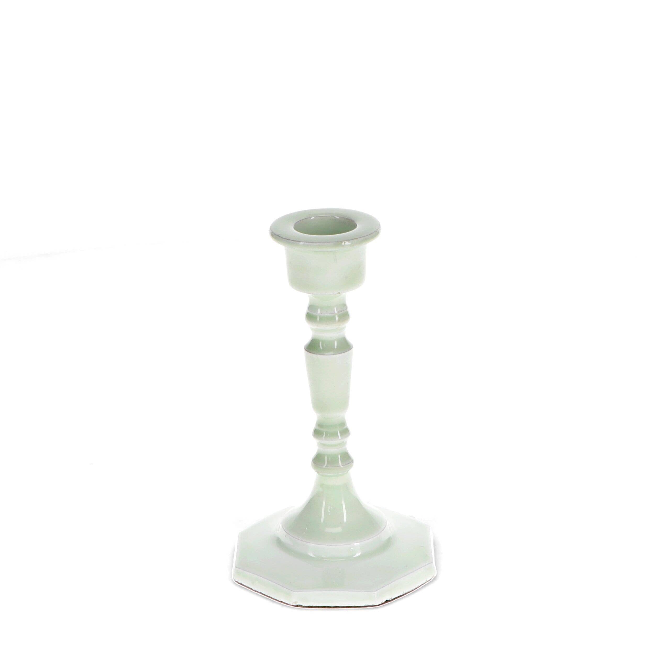 Enamel Candlestick (13cm) - Light Grey