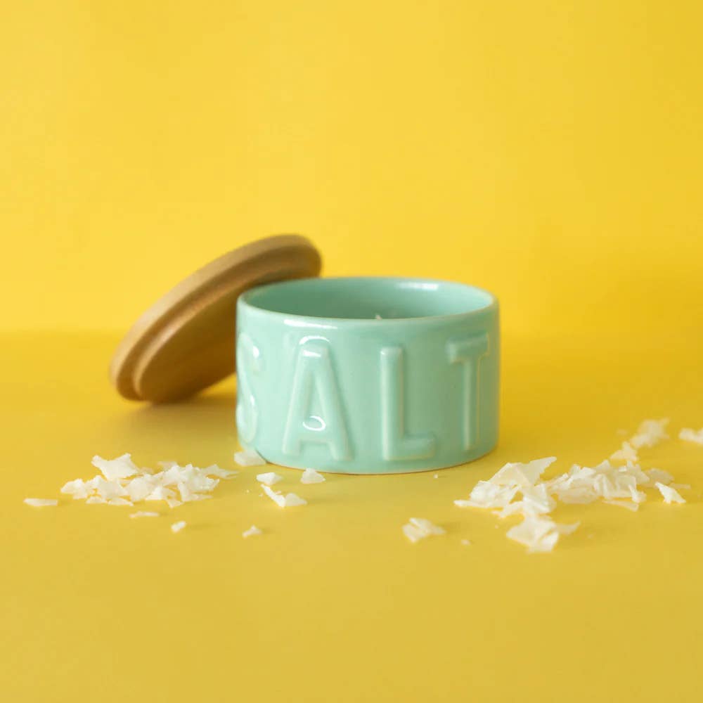 Balvi Ceramic Salt Bowl with Lid - Turquoise
