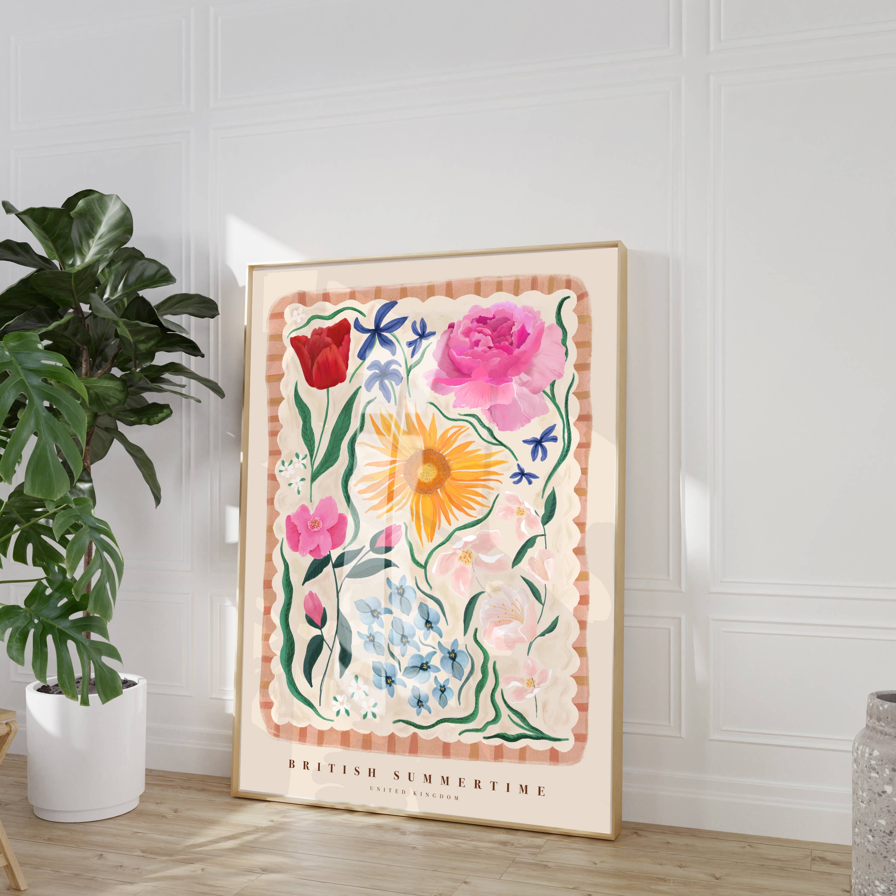 British Summertime, Art Print, Colourful Art, Floral Art