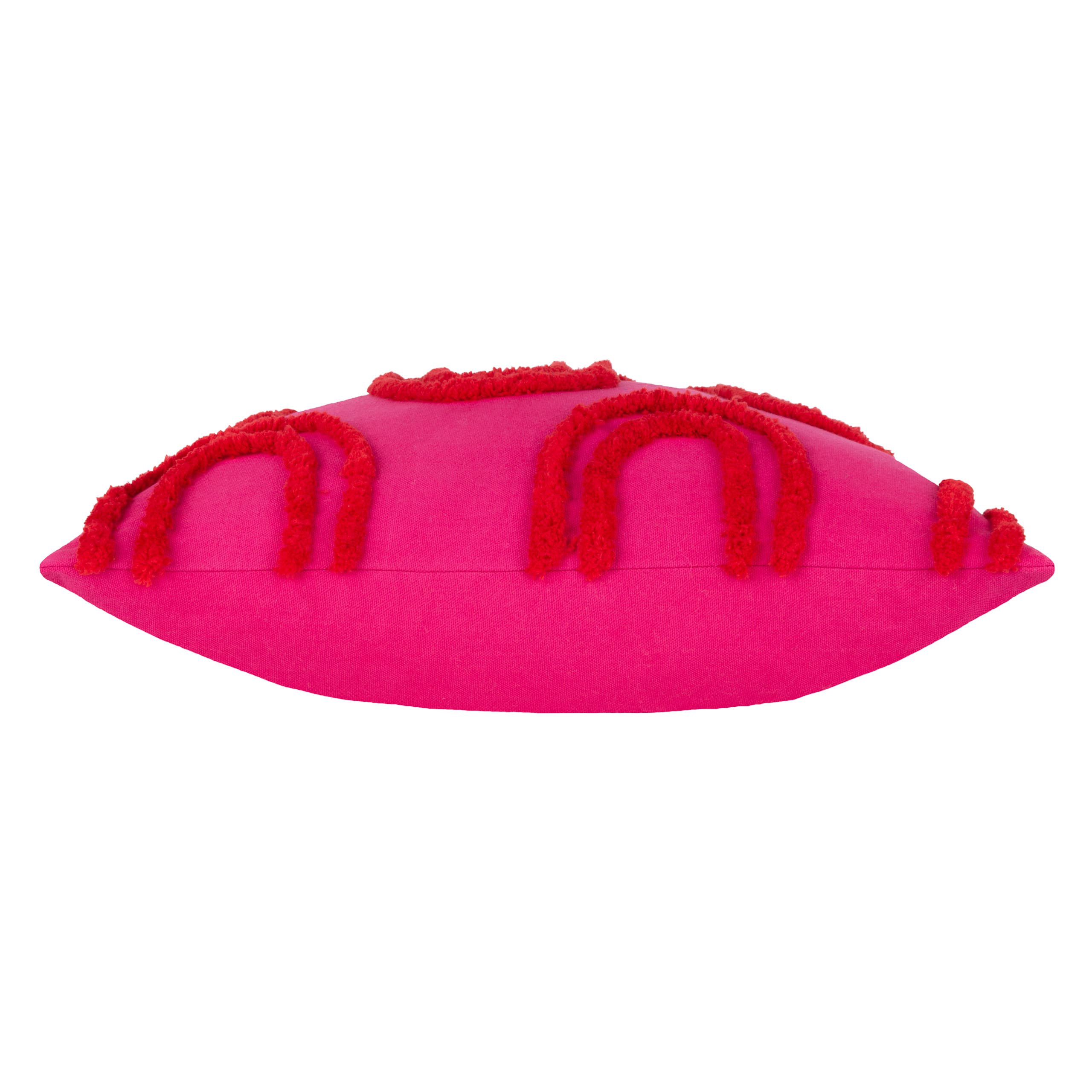 Archie Tufted Feather Rich Filled Cushion Pink/Red