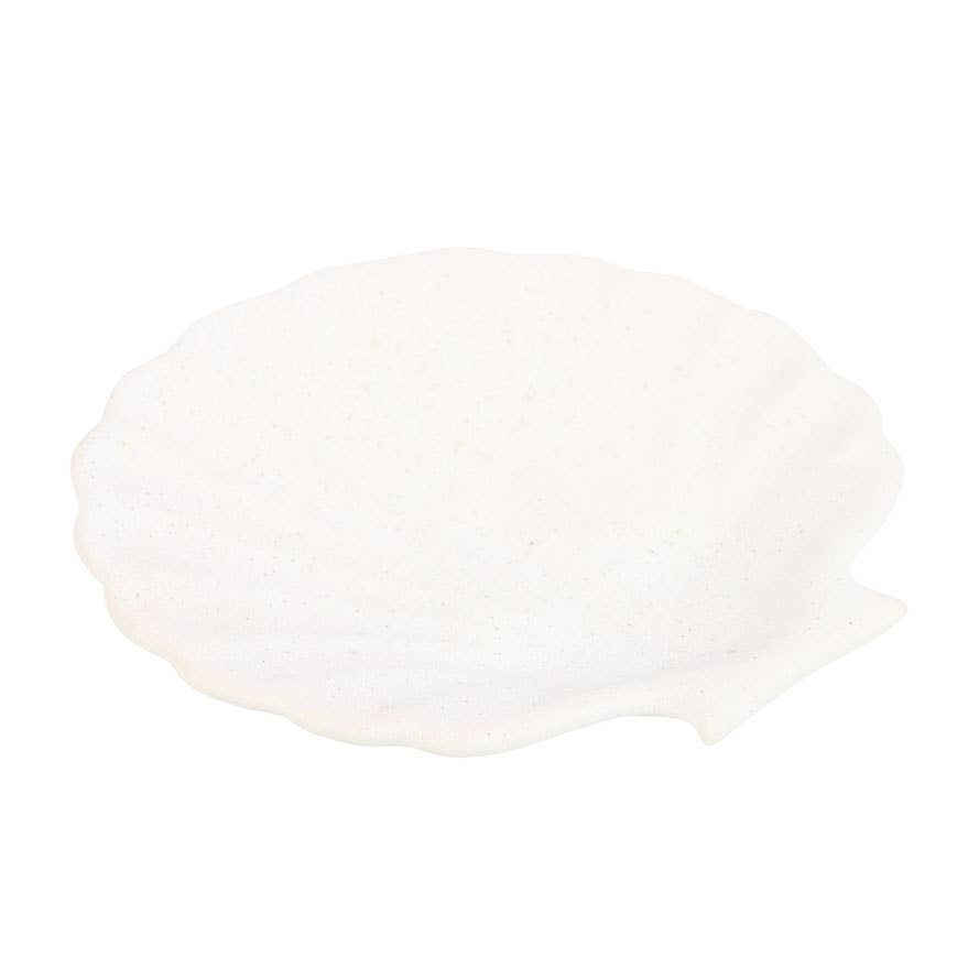 Off White Scallop Shell Ceramic Incense Holder Plate
