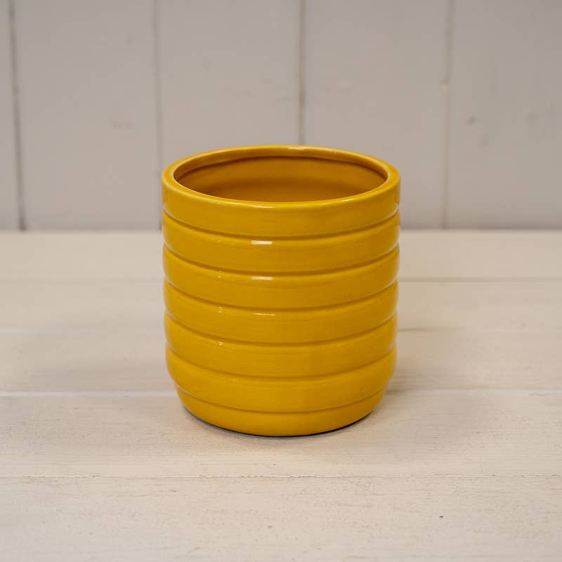 Mustard Beehive Ceramic Pot
