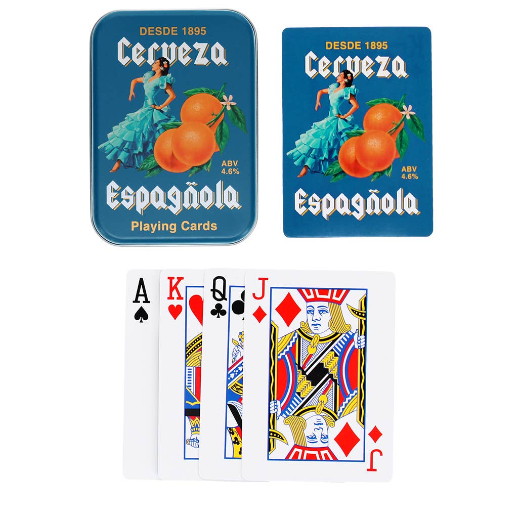 Playing cards in a tin - Cerveza Española