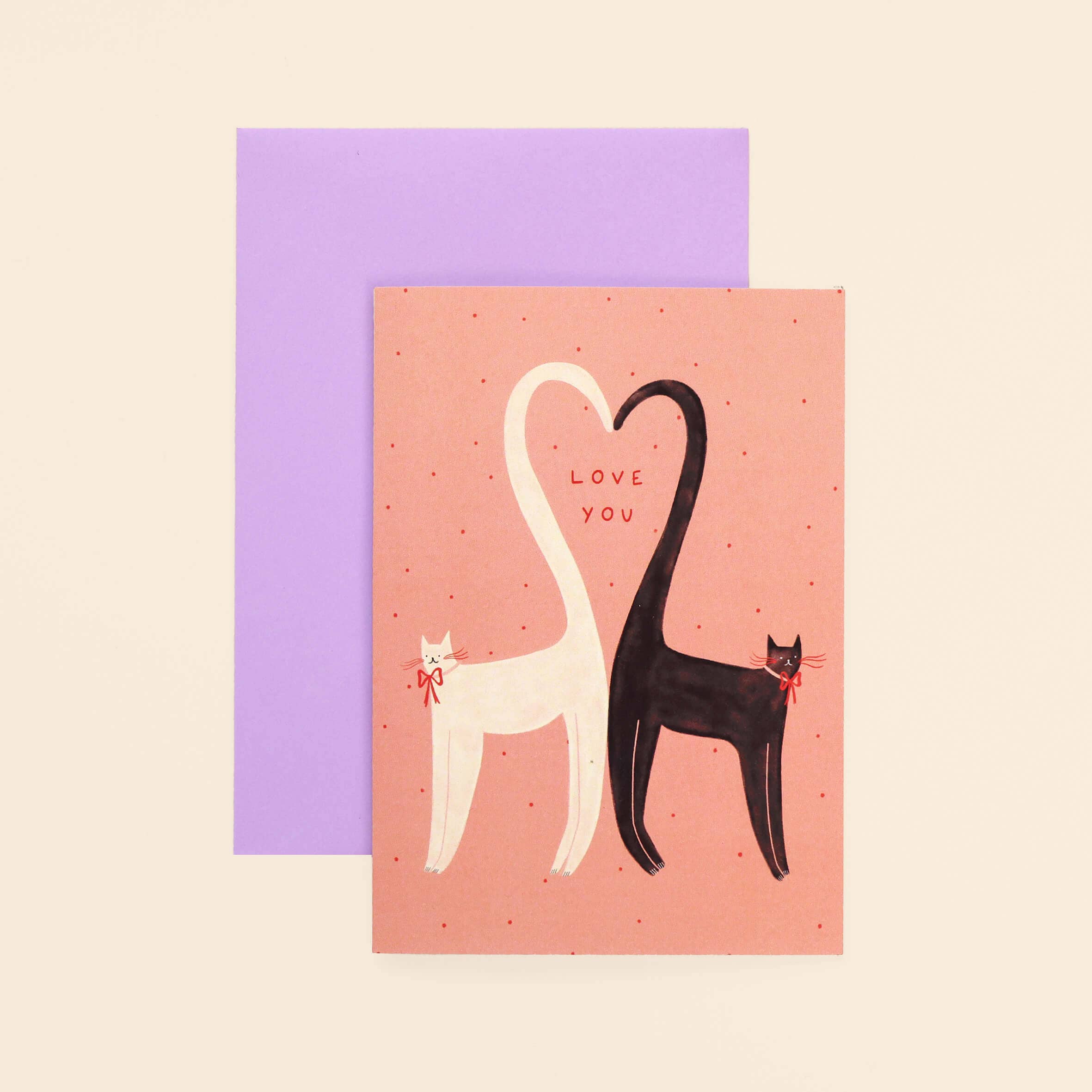 Heart Tails Cats Love Card | Cat Valentine's Day Card