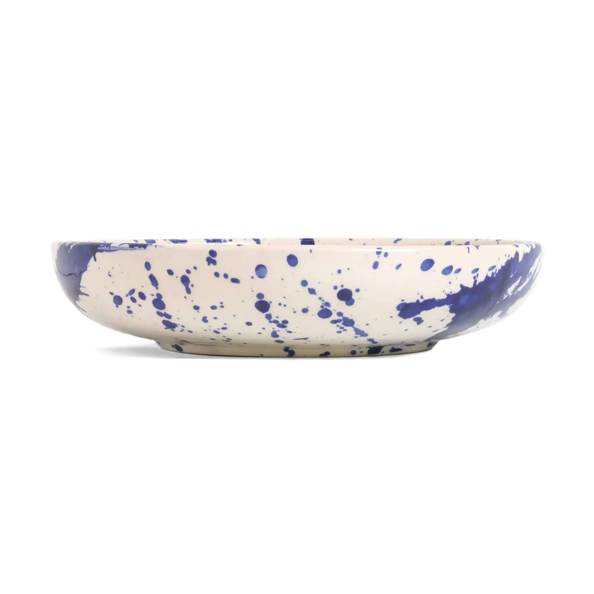 Shallow Bowl Blue Splatter