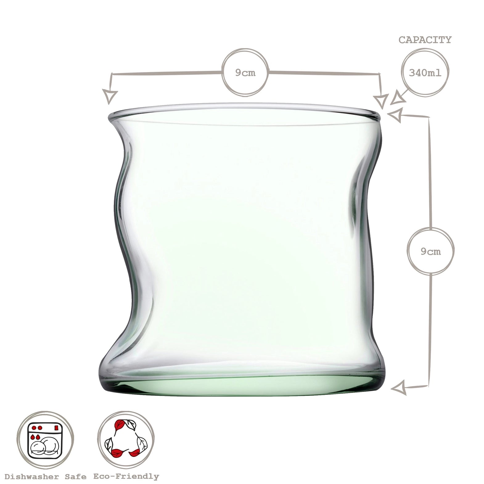 420224 - Pasabahce 340ml Aware Amorf Recycled Glass Tumbler - Pack of Four