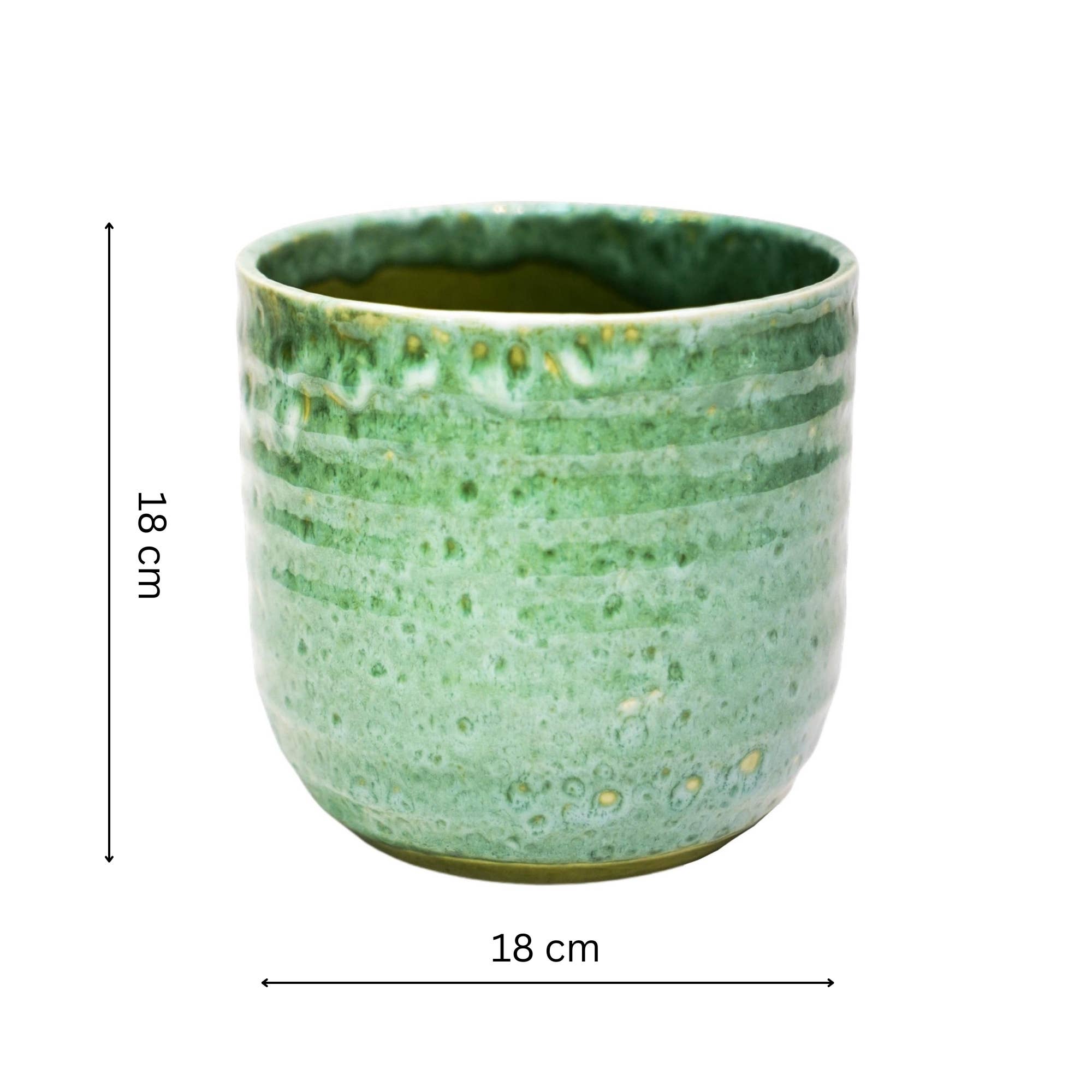 Reactive Glaze Ceramic Indoor Planter H18cm D18cm