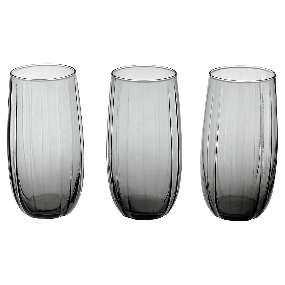 420415G - Pasabahce 500 ml Linka Grey Tall Glass - Pack of Three