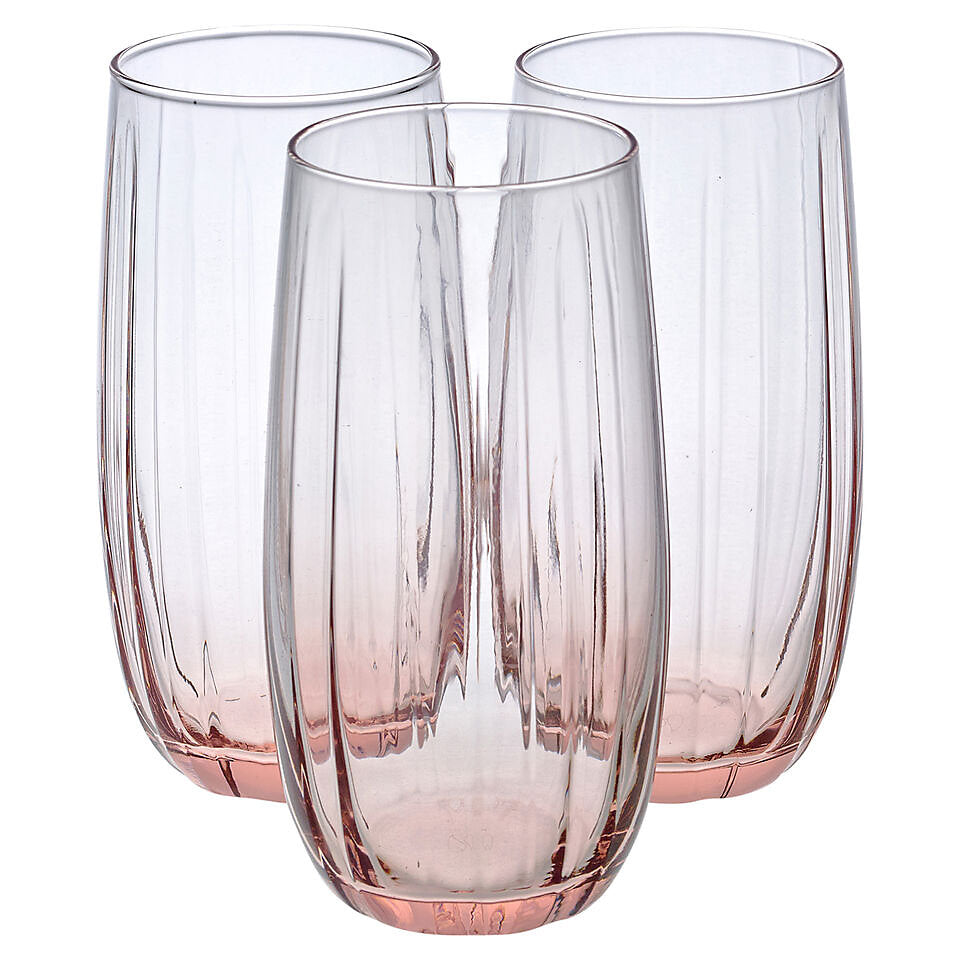 420415P - Pasabahce 500 ml Linka Pink Tall Glass - Pack of Three